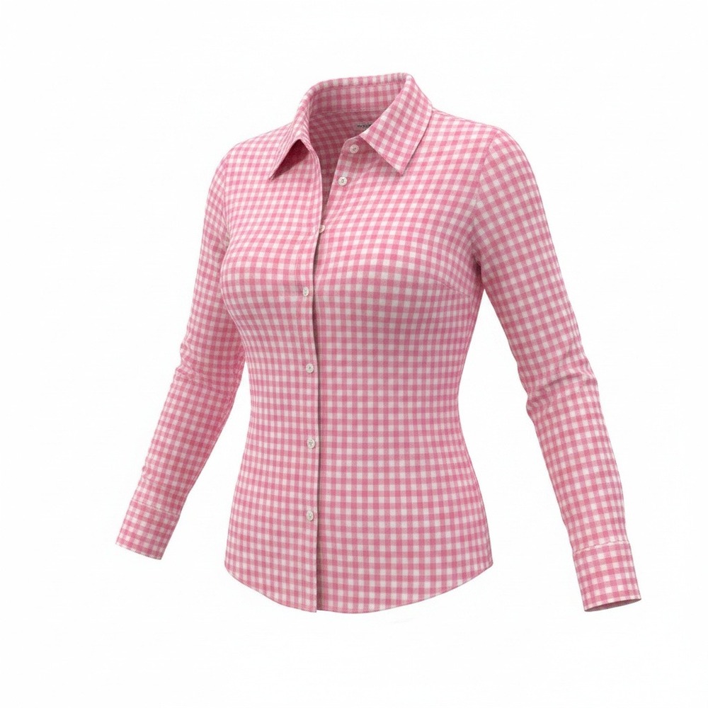 Tommy Hilfiger Womens Size 10 Pink Gingham Check Long Sleeve Button Up Shirt